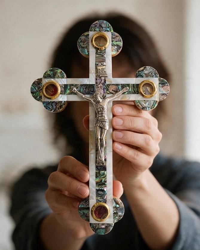 Abalone & Pearl Crucifix