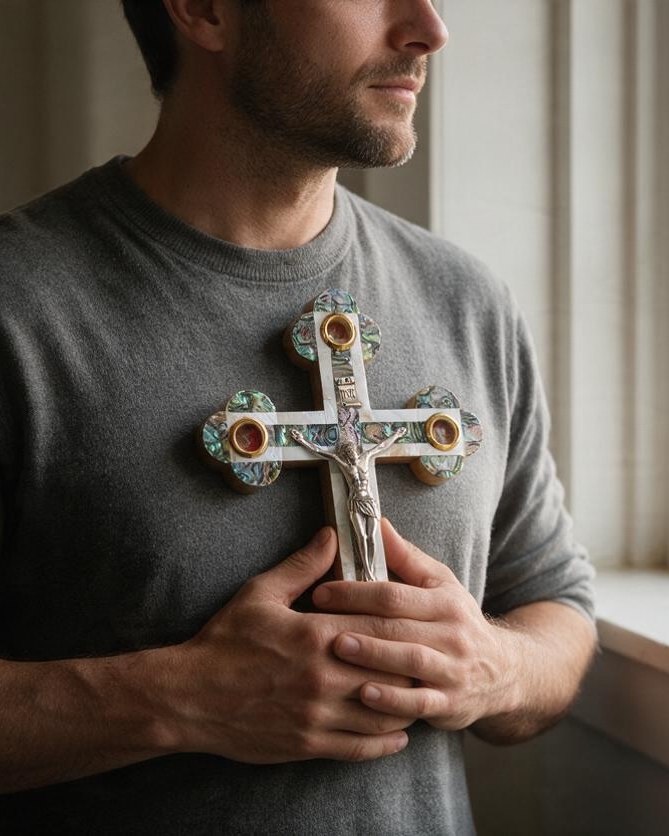 Abalone & Pearl Crucifix, photo 3 of 4