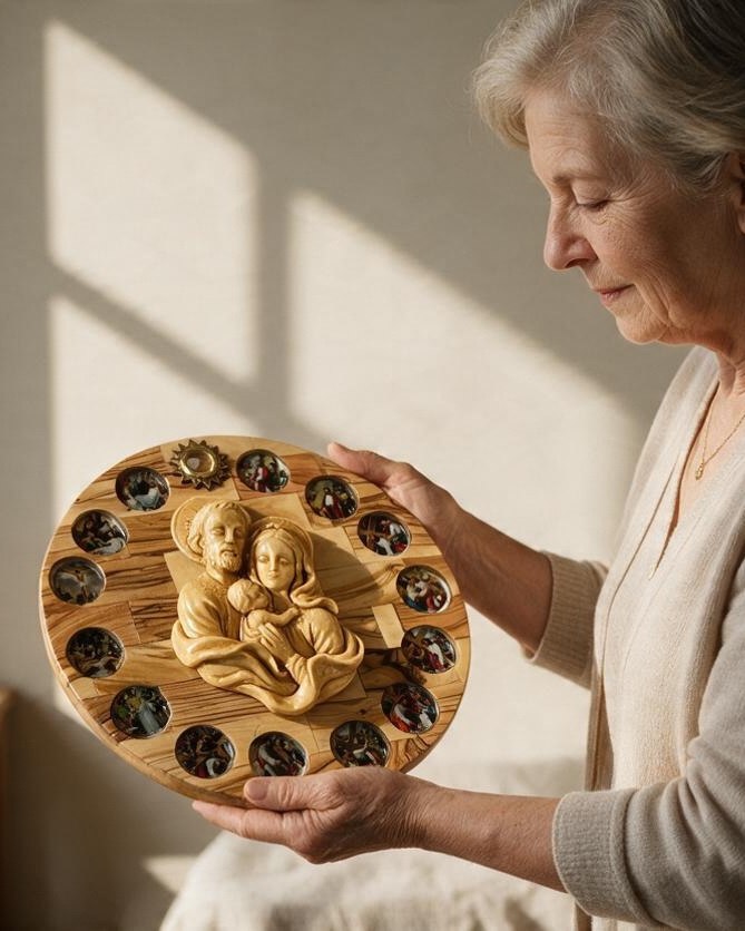 Holy Family Round Plaque with Icon Ring